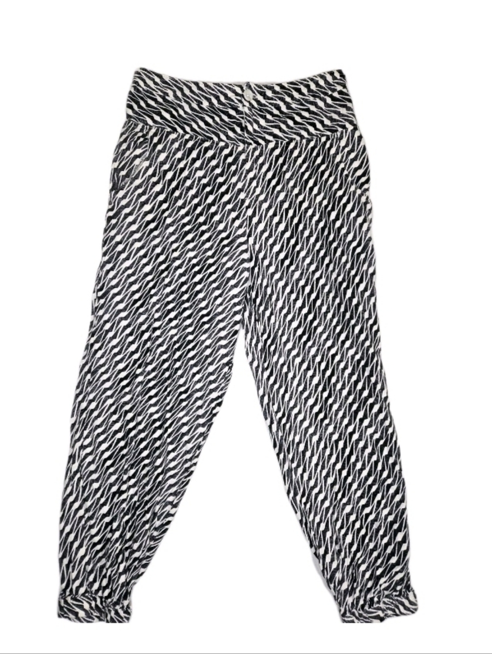 Anthropologie Linen Blend Harlem Pants Size 6 Black/White Lightening Boho